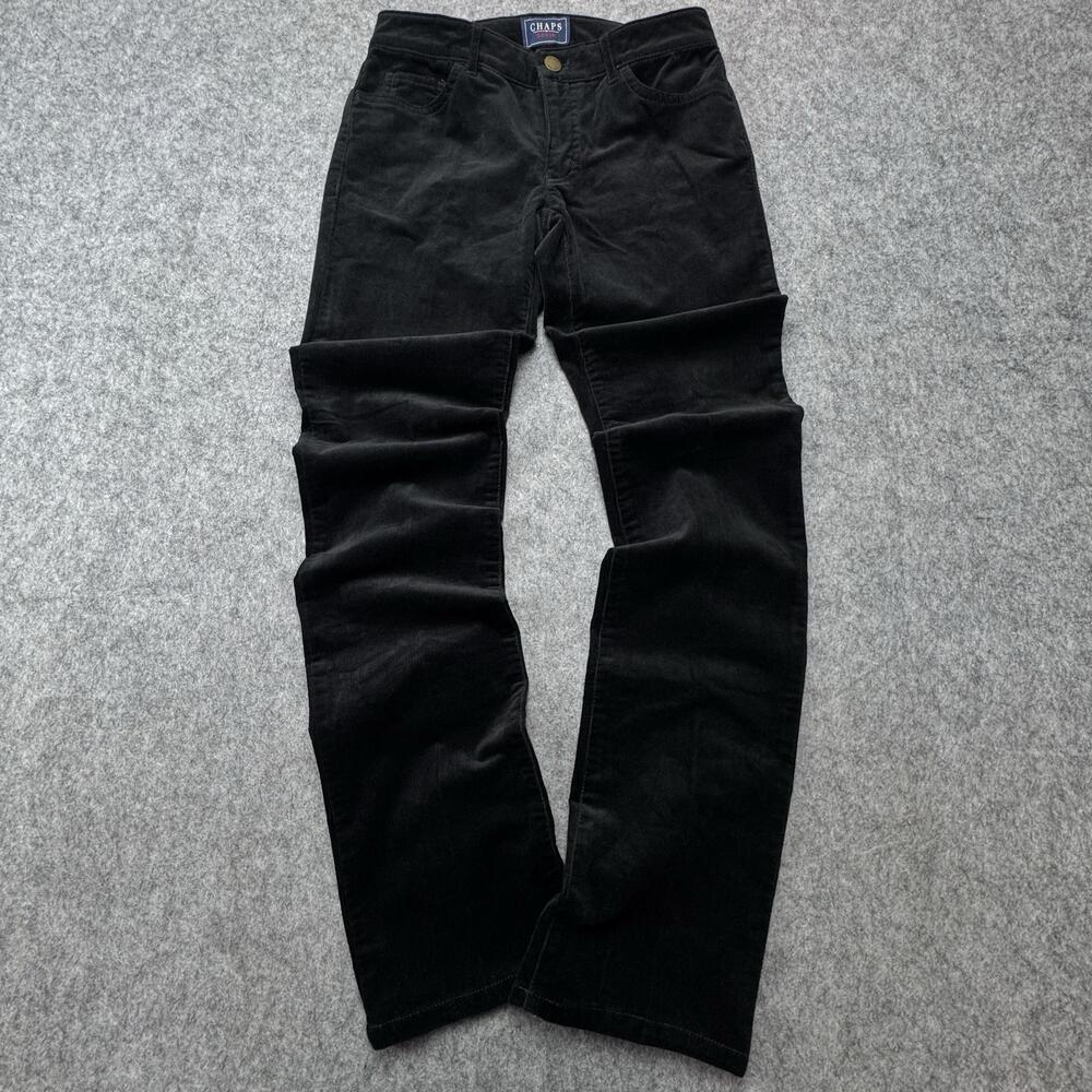 Ralph Lauren Chaps Khakis Pants Womens 2 Black Corduroy Straight Leg Stretch